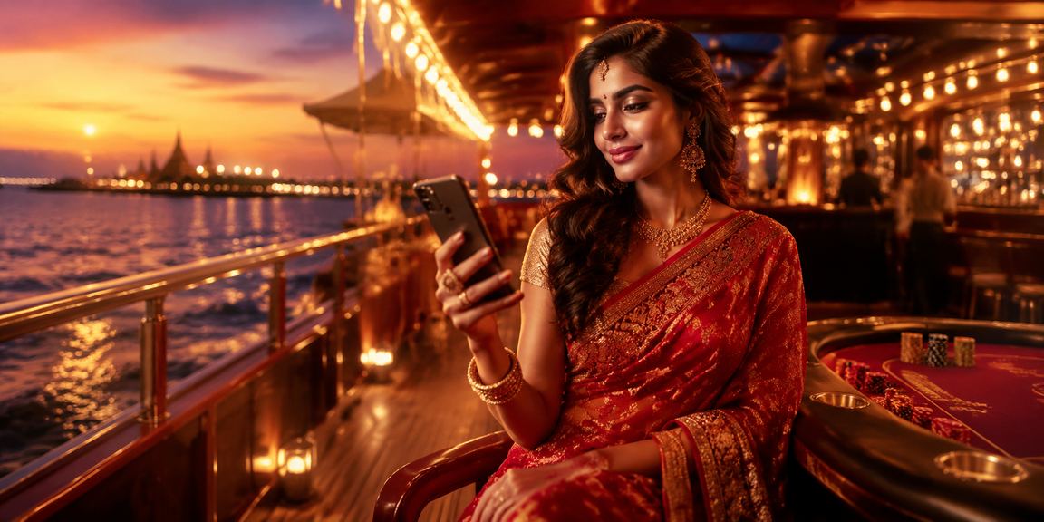 Indian woman enjoying safe sports betting on mobile in Chennai