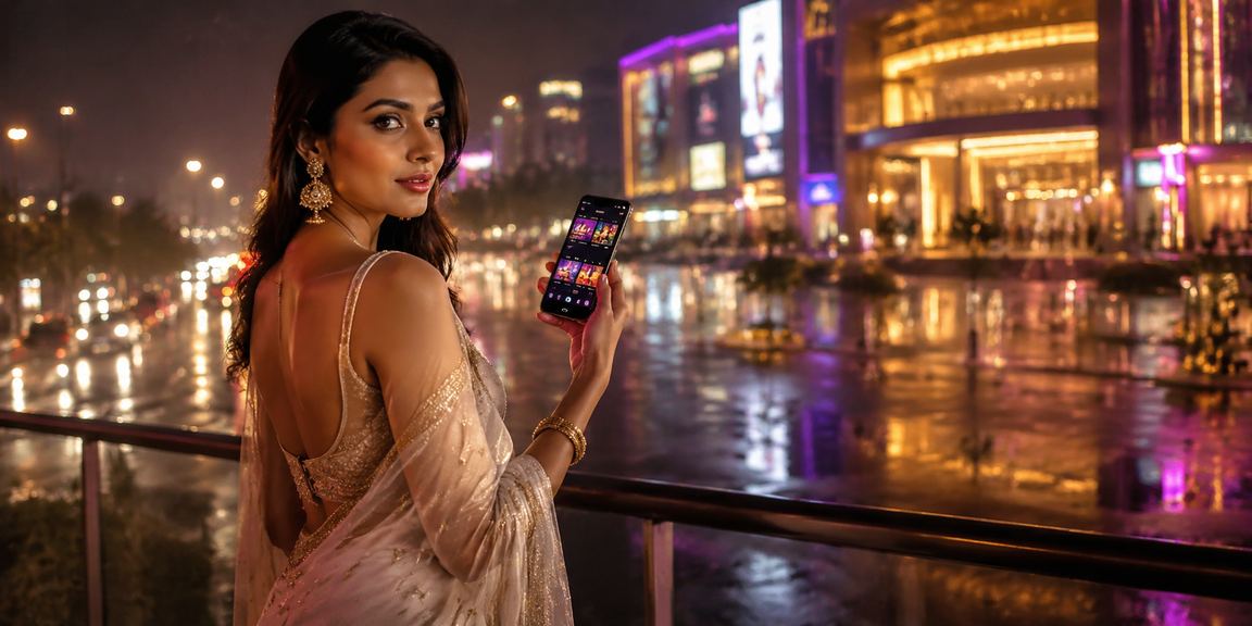 Indian woman using mobile phone to play slots game at 20111 casino
