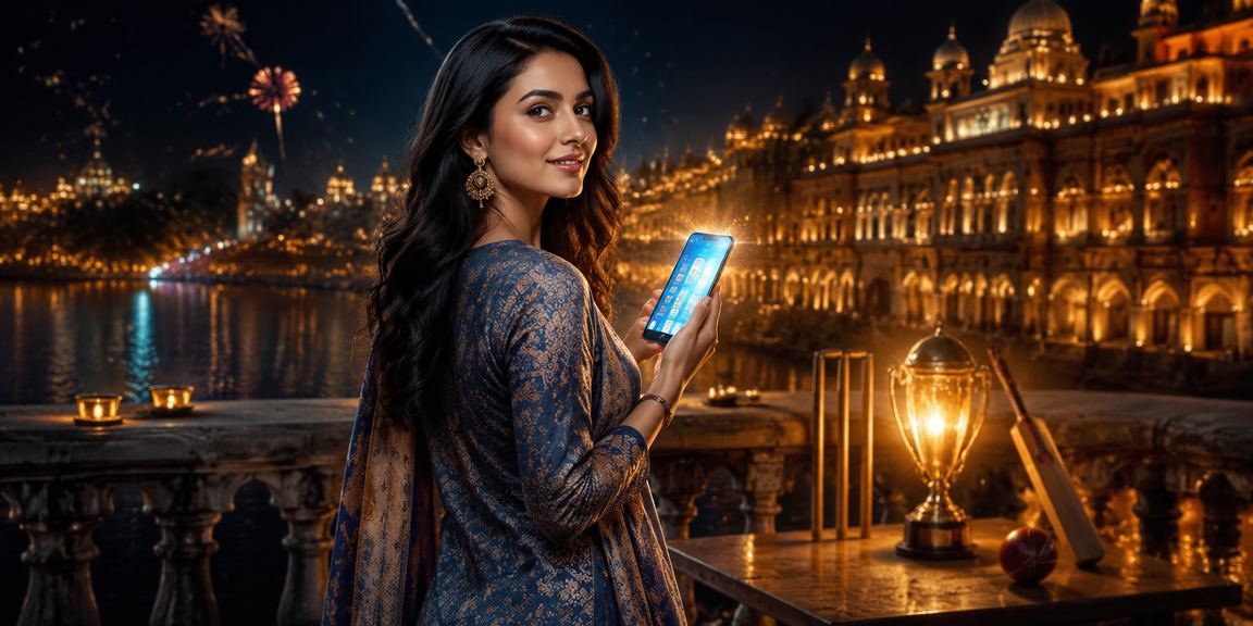 Aviator game on mobile device in Lucknow with colorful traditional clothing in background
